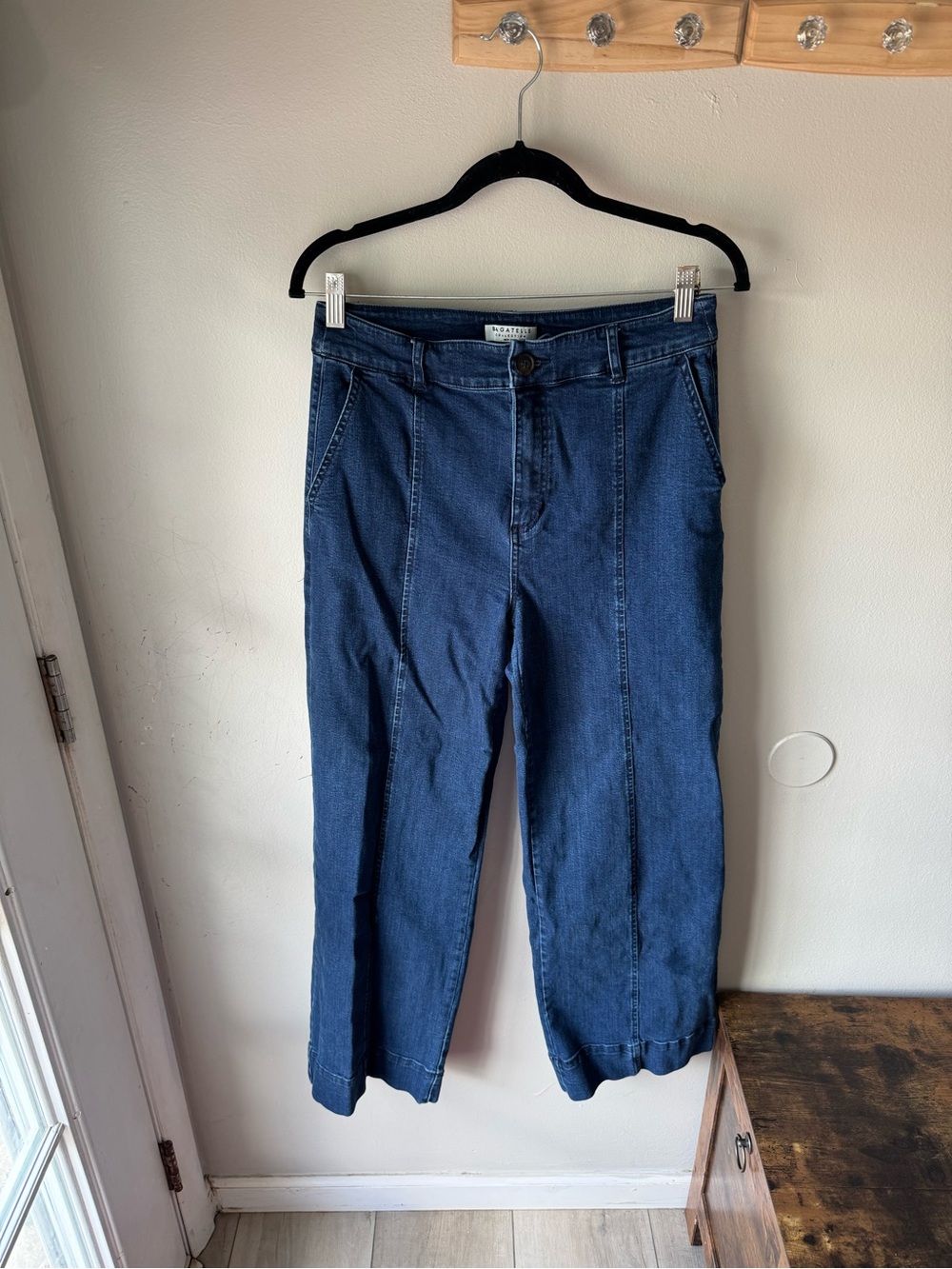 Bagatelle Collection NY Wide Leg Trouser Jeans Size 30 Dark Wash Pintuck Seam